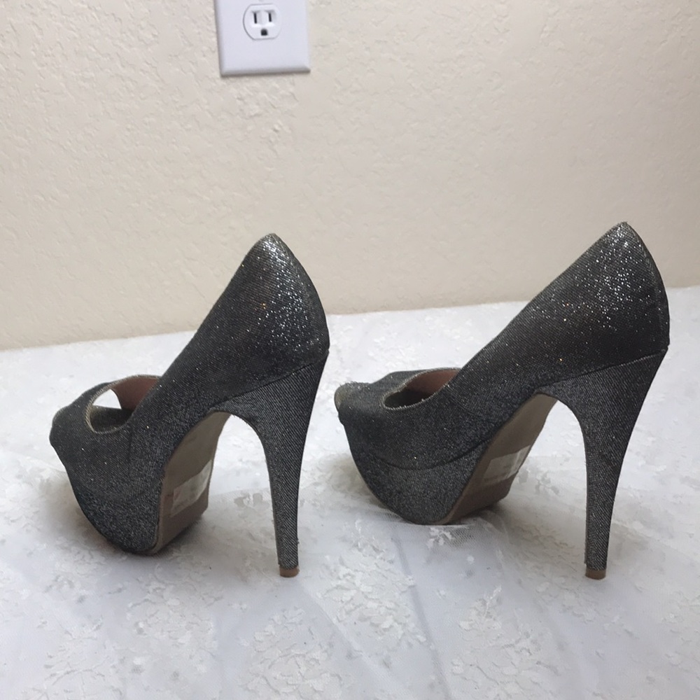 Dva Lounge Silver Sparkling Heels Size 8 View 4